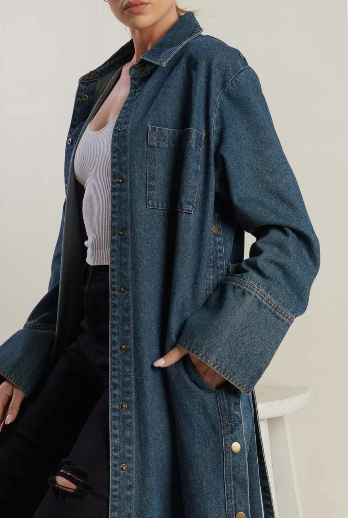Denim Midi Dress Jacket