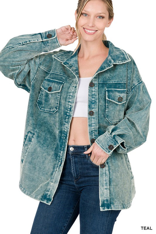 PREMIUM VINTAGE WASHED OVERSIZED CORDUOY SHACKET