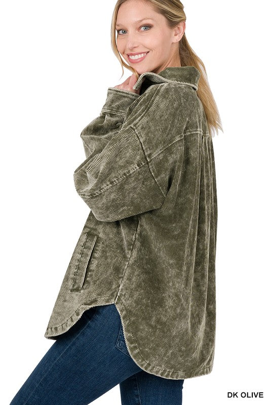 PREMIUM VINTAGE WASHED OVERSIZED CORDUOY SHACKET