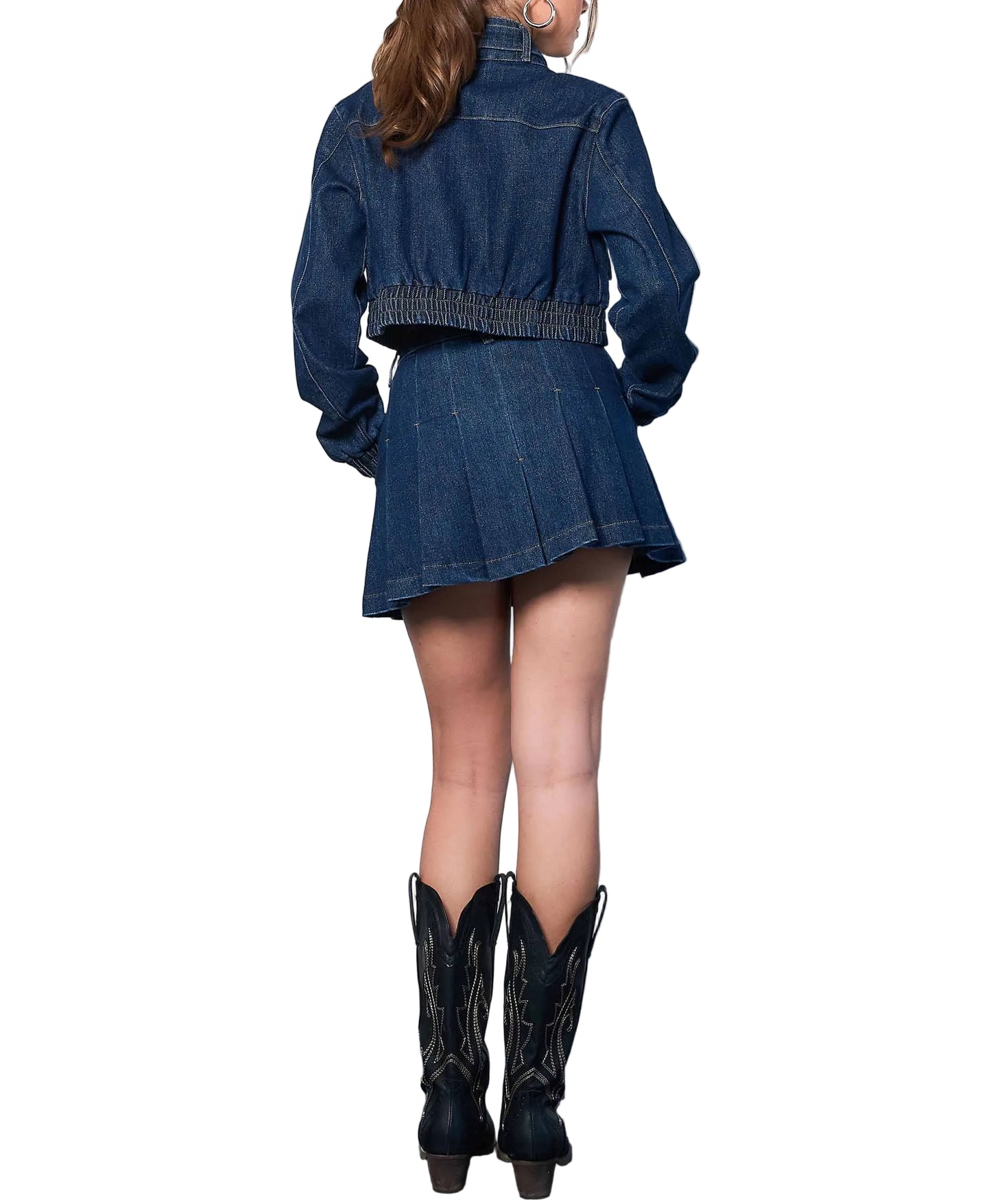 Denim Pleated Skirt
