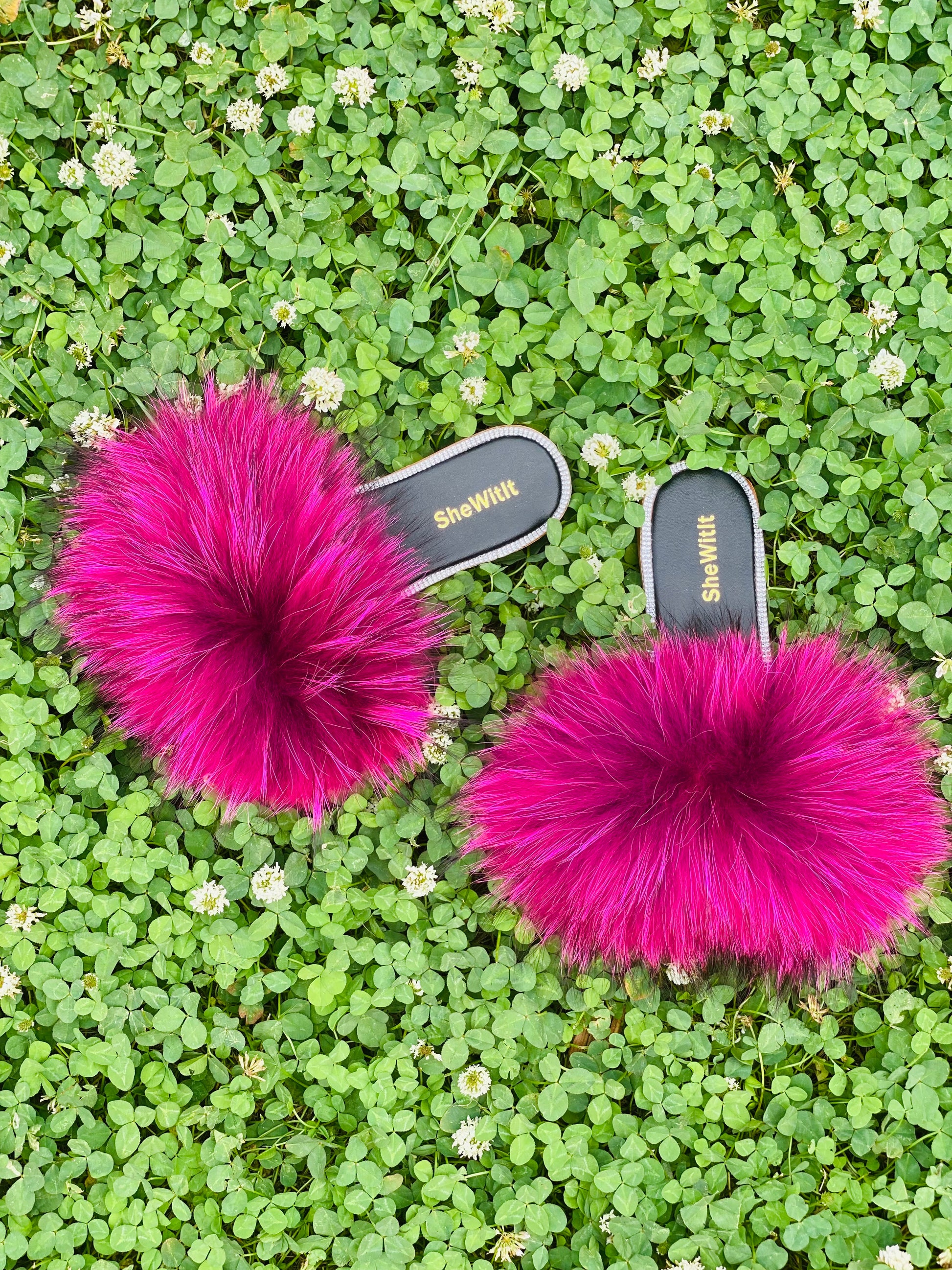 Diamond Studded Flats | Magenta - SheWitIt