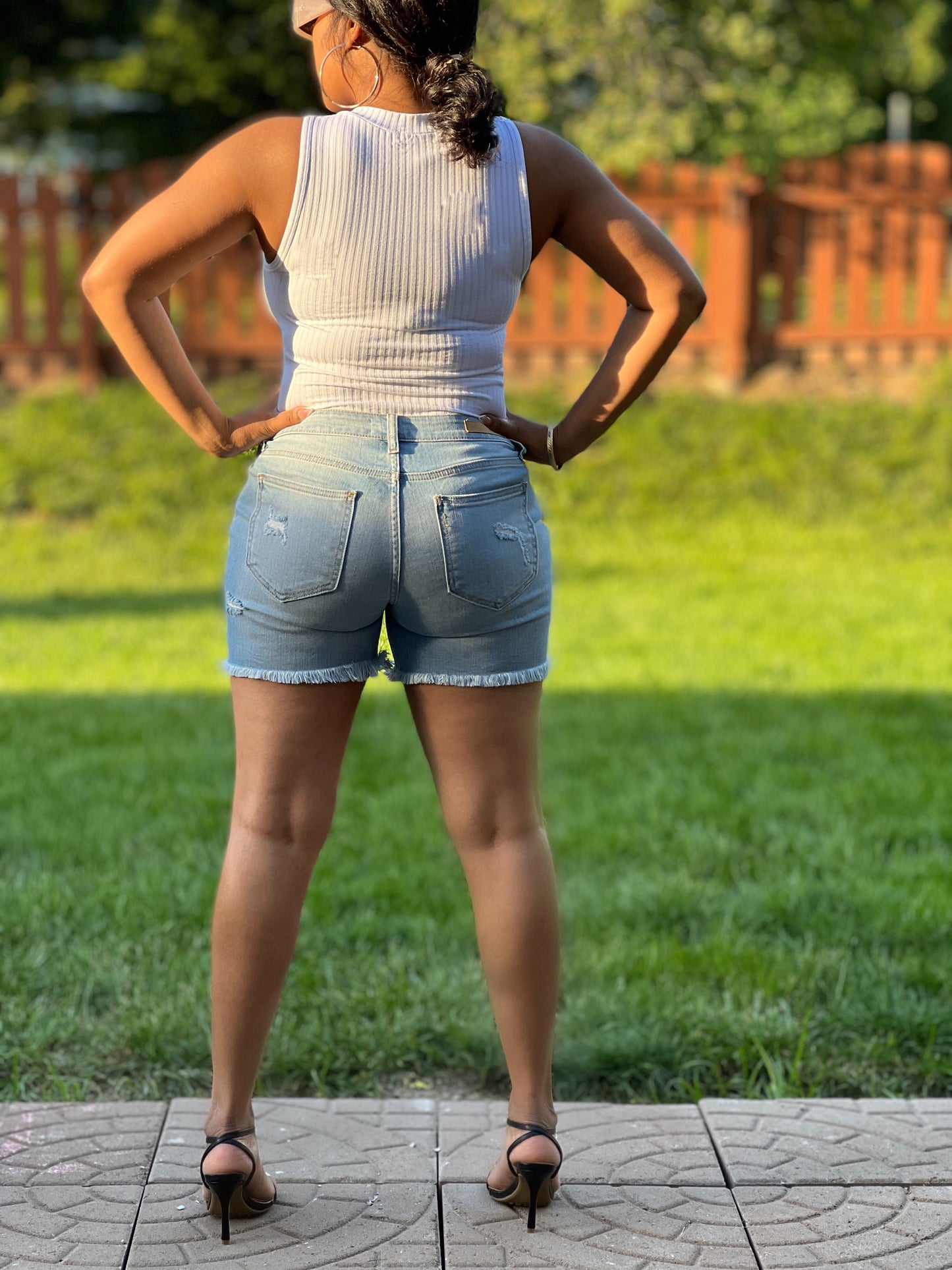 High-Rise Denim Short