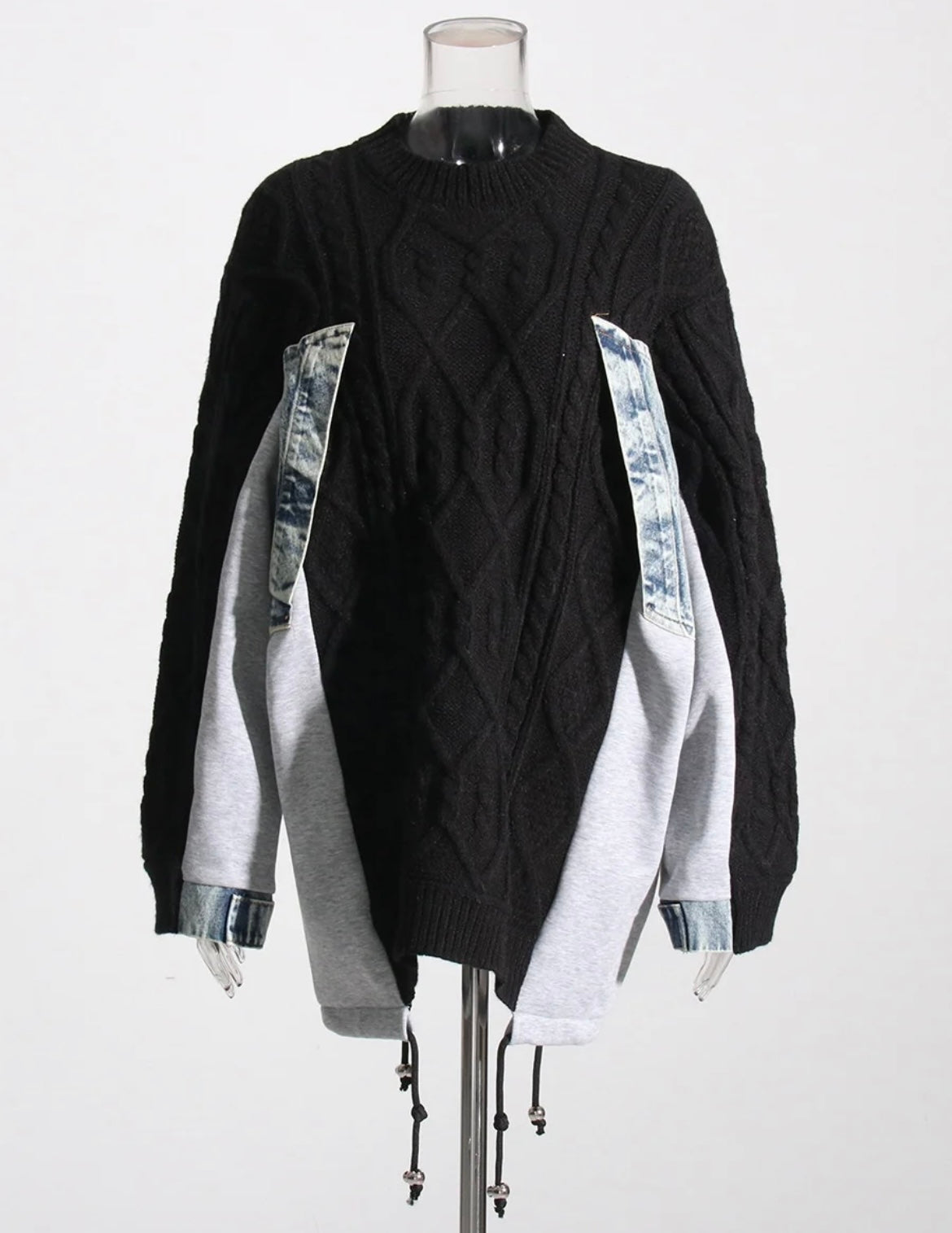 Sweater With A Hint Of Denim | Black