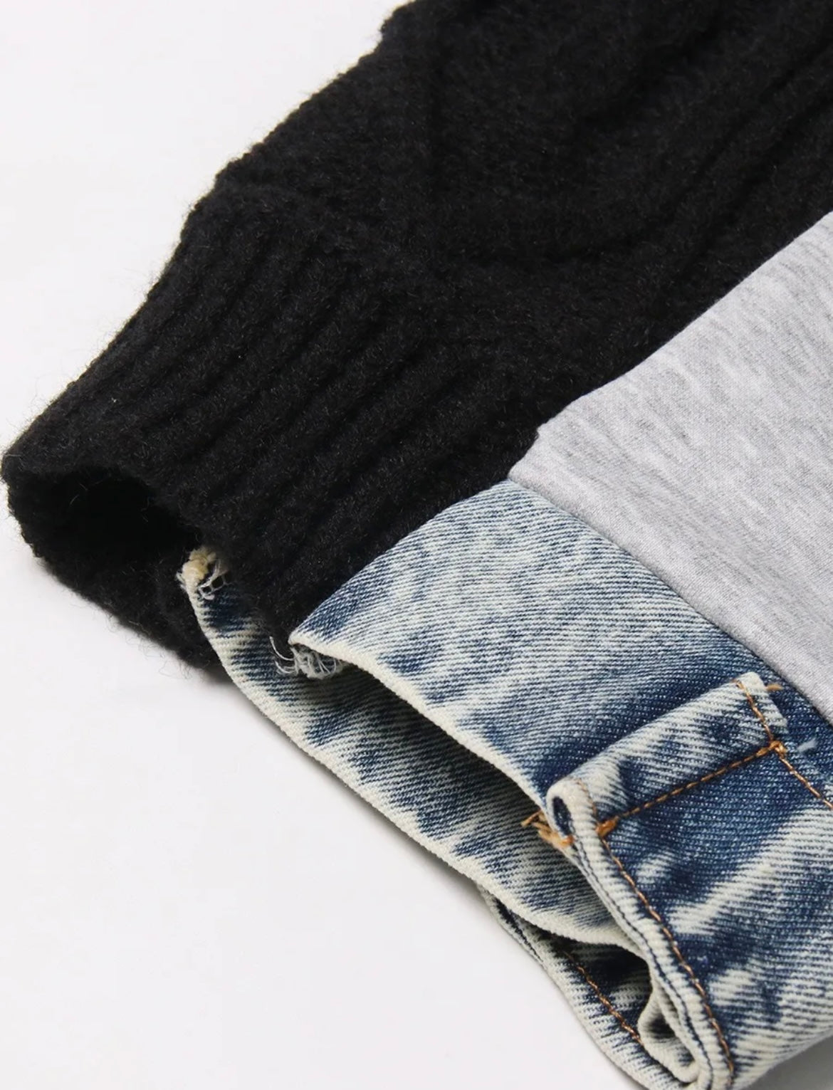 Sweater With A Hint Of Denim | Black