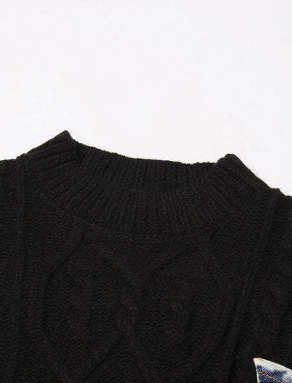 Sweater With A Hint Of Denim | Black