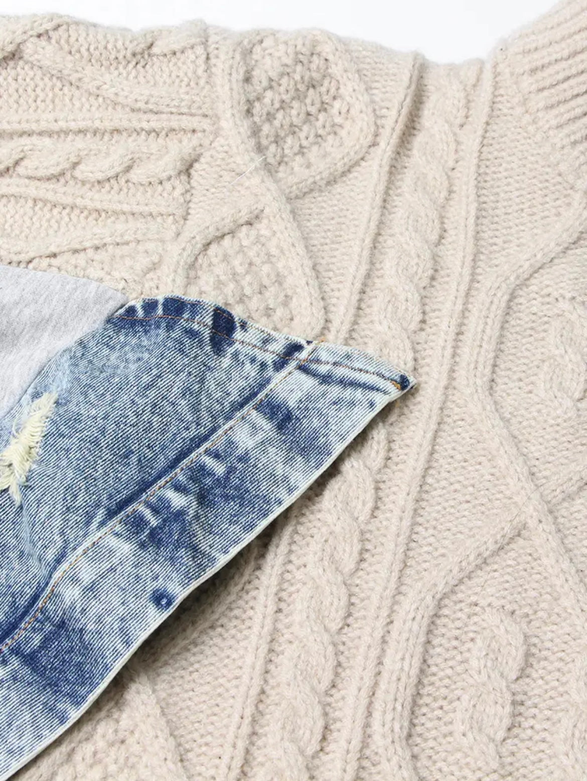 Sweater With A Hint Of Denim | Beige