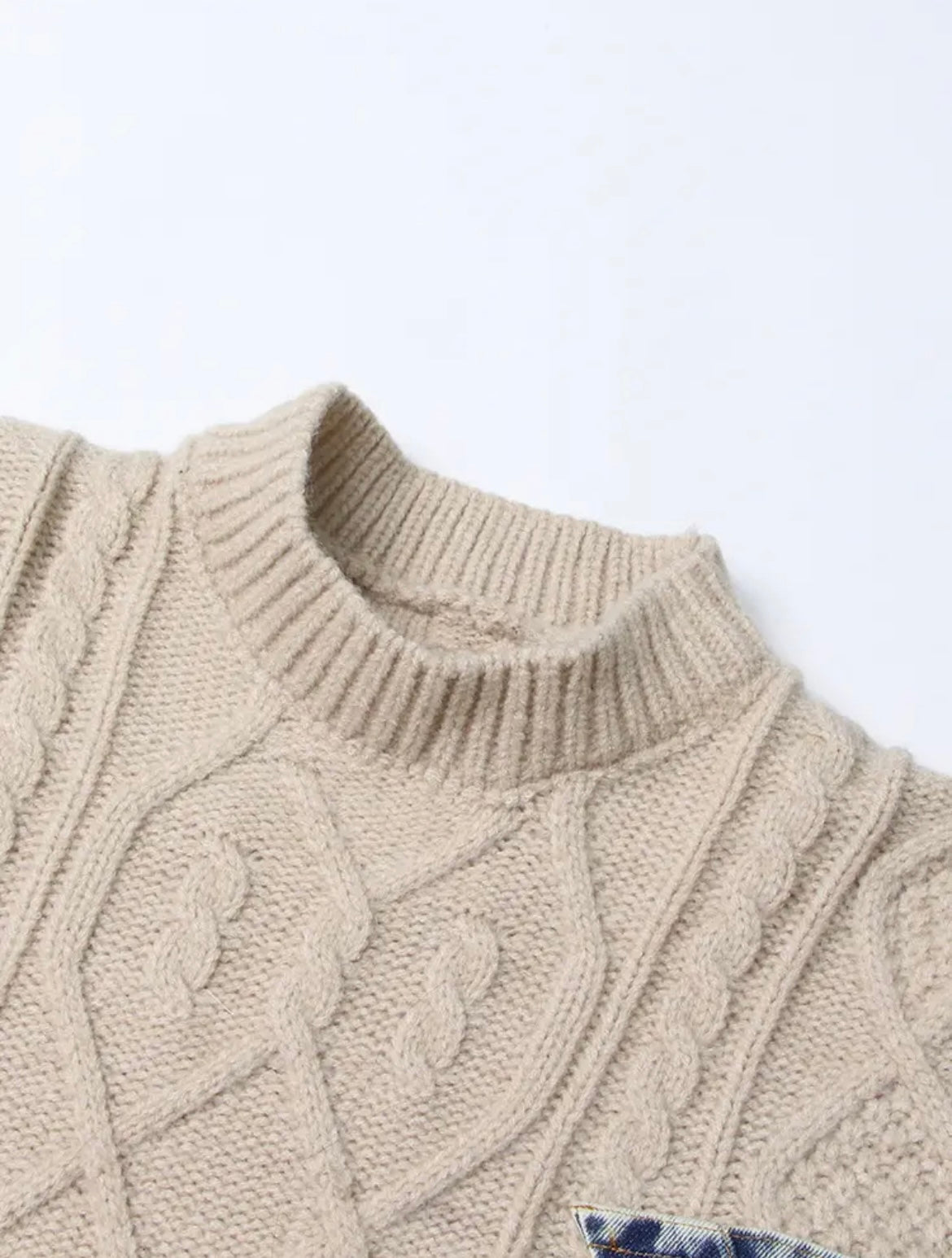 Sweater With A Hint Of Denim | Beige