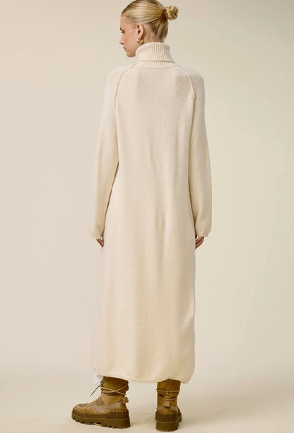 Ribbed Turtleneck Tunic High Low Sweater with Slit