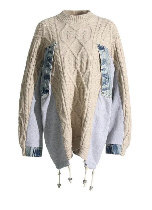 Sweater With A Hint Of Denim | Beige