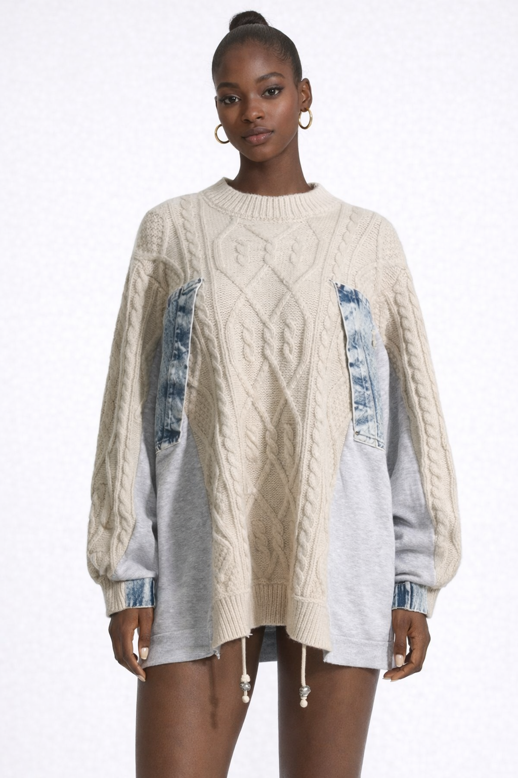 Sweater With A Hint Of Denim | Beige
