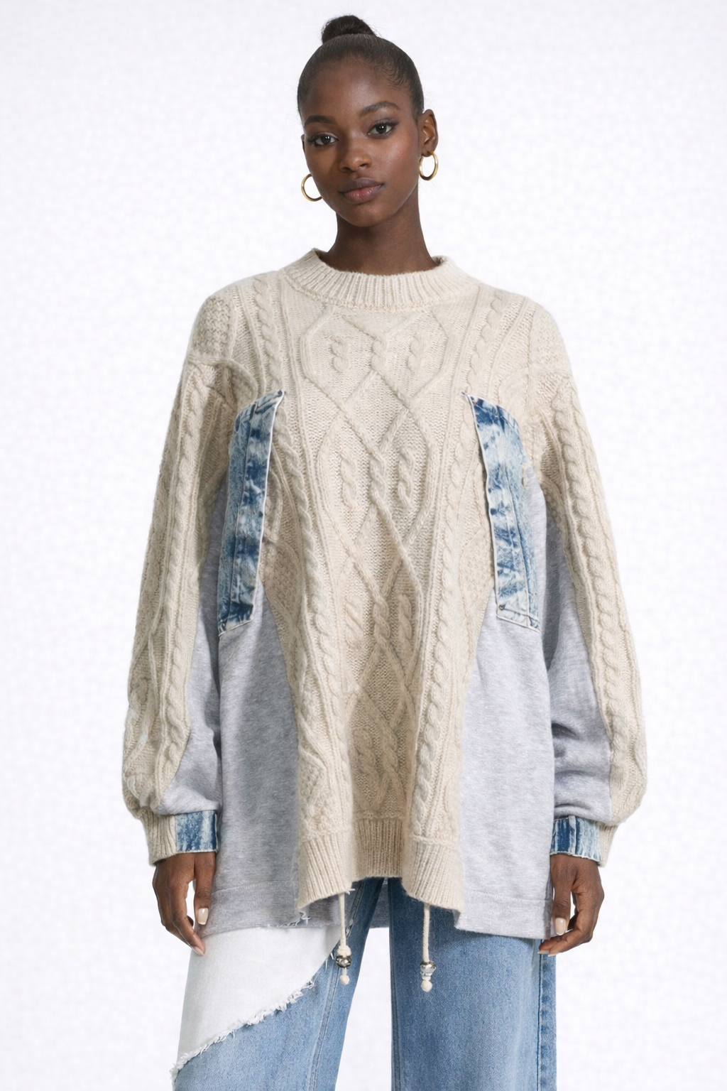 Sweater With A Hint Of Denim | Beige
