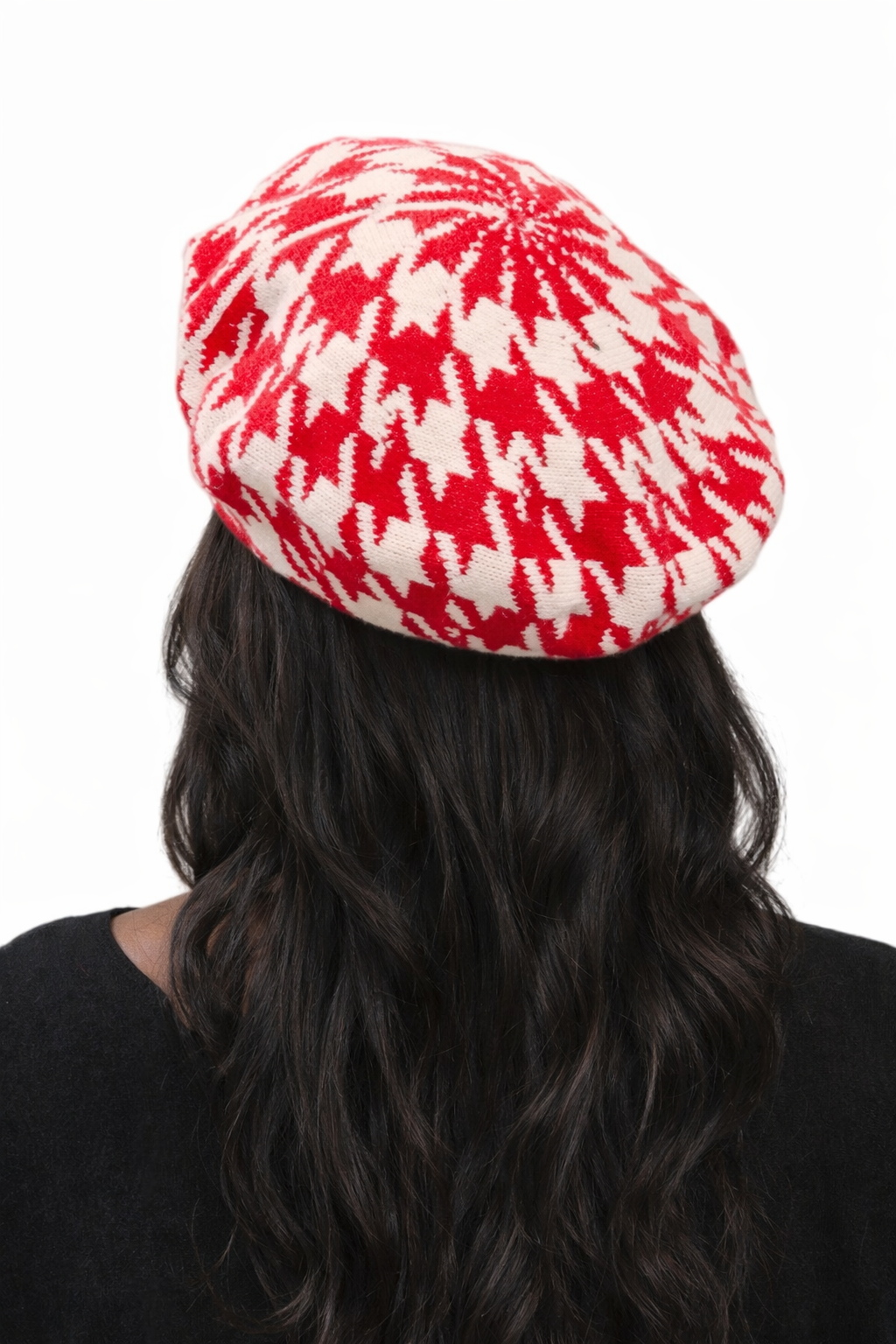 Houndstooth Knit Beret