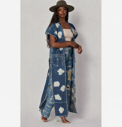 Denim Cloud Long Vest