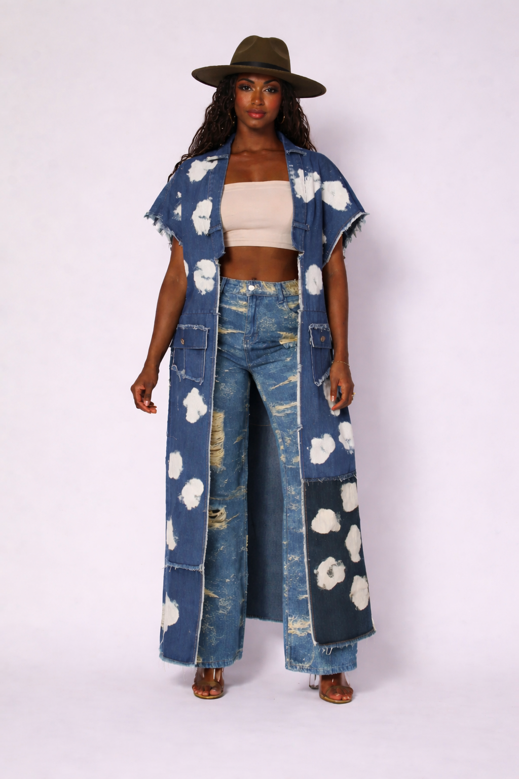 Denim Cloud Long Vest