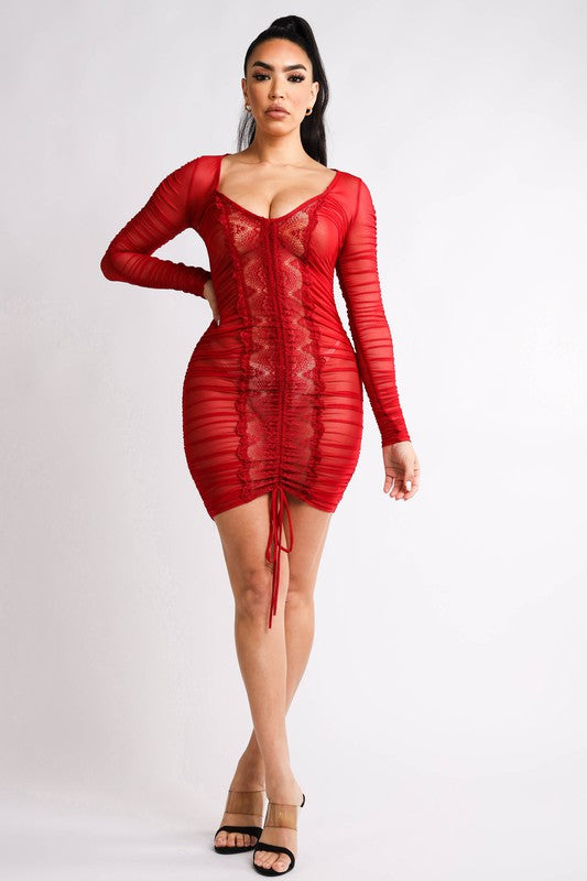 Red Mesh Dress - SheWitIt