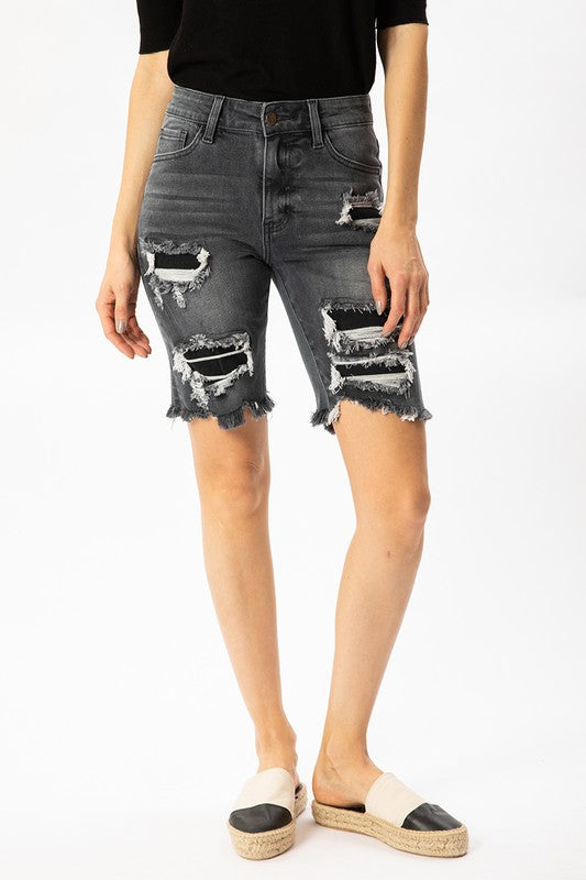 Distressed Denim Shorts - SheWitIt