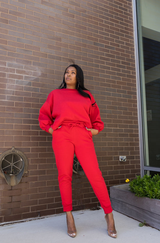 The Comfiest Sweatsuit | Red - SheWitIt
