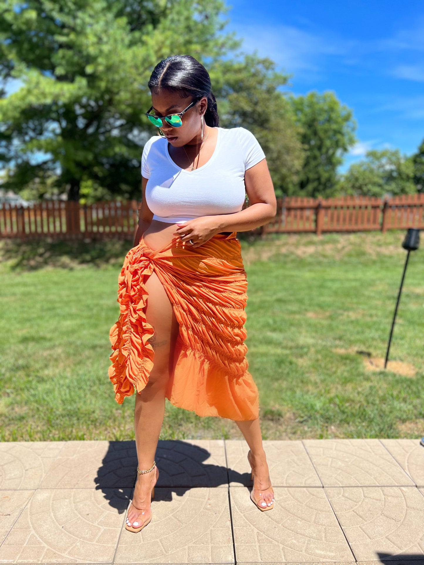 Orange Wrap Skirt