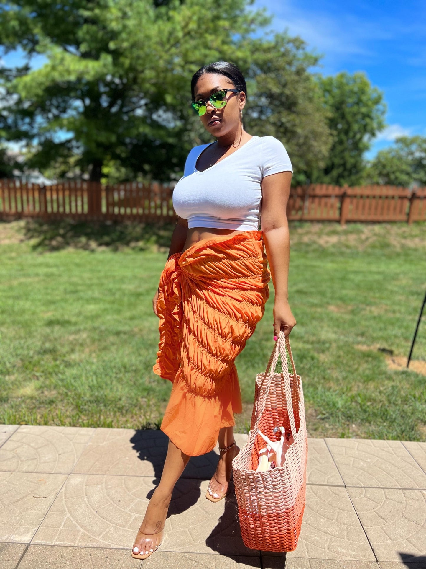 Orange Wrap Skirt