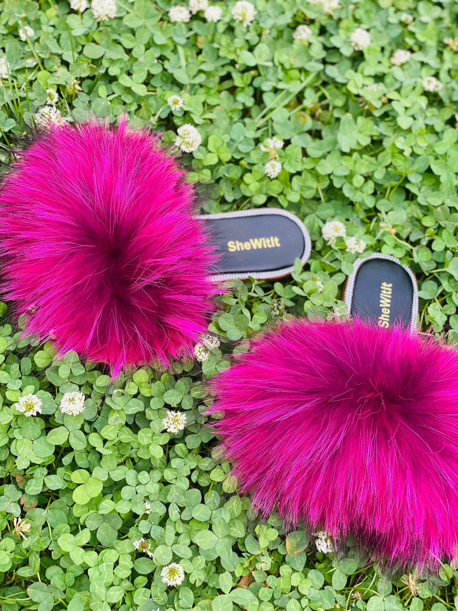 Diamond Studded Flats | Magenta - SheWitIt