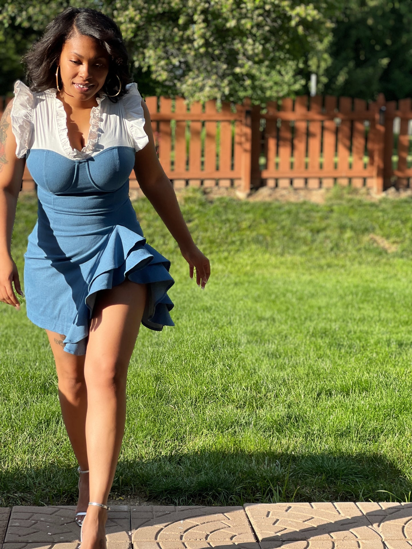 Denim Ruffle Dress