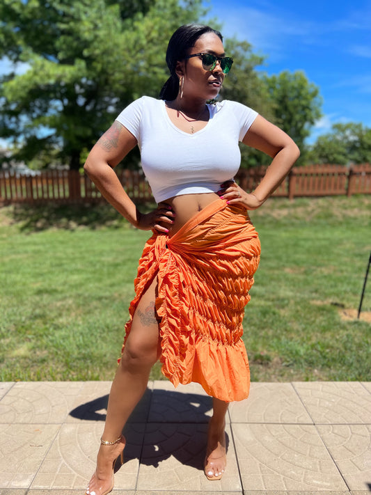 Orange Wrap Skirt