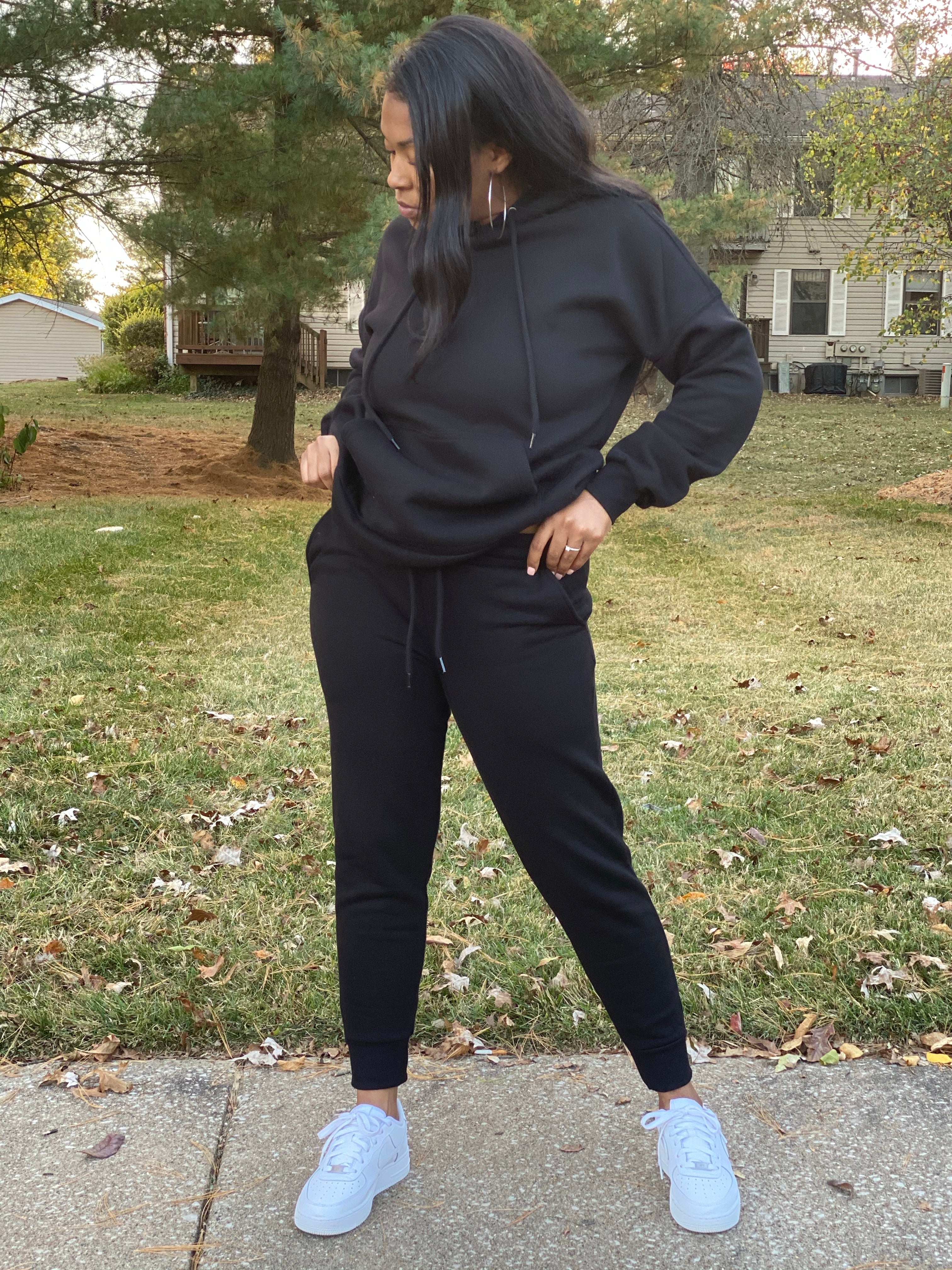 Black sweatsuit sales