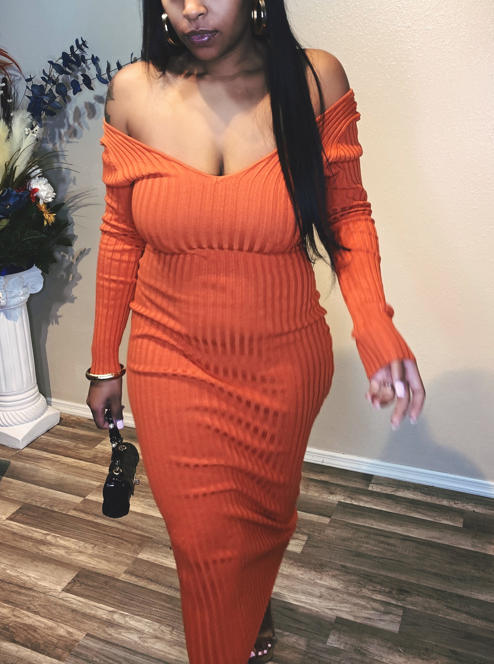 It Girl Knit Dress | Orange - SheWitIt
